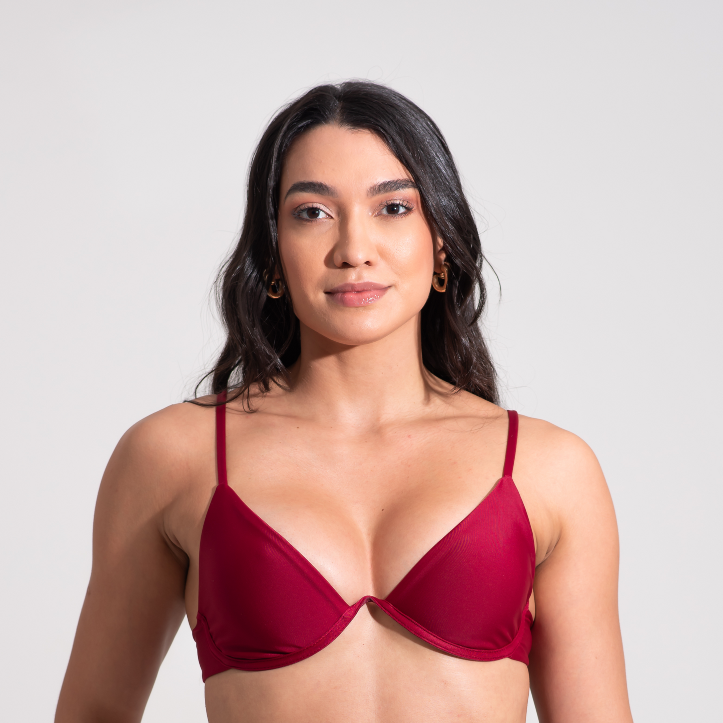 Half Cup Underwire Top - Wine Color